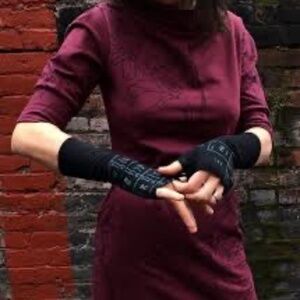 Smoking Lily Point Grey Boatneck Dress in Burgundy Blossom Print
